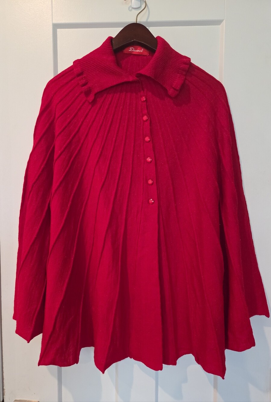 Vtg 70s 80s Metallic Knit  Cape Poncho Wrap Style Shimmer Accordion Pleat Disco